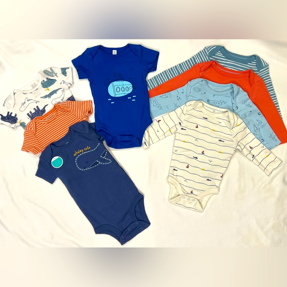 3 to 6 months, ocean nautical beach themed lot set. 14 items to mix and match.